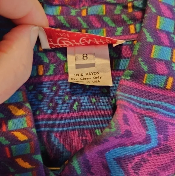 Vintage 90's colorful western Cowgirl Prairie shirt by Adamo Size 8 - Picture 4 of 7